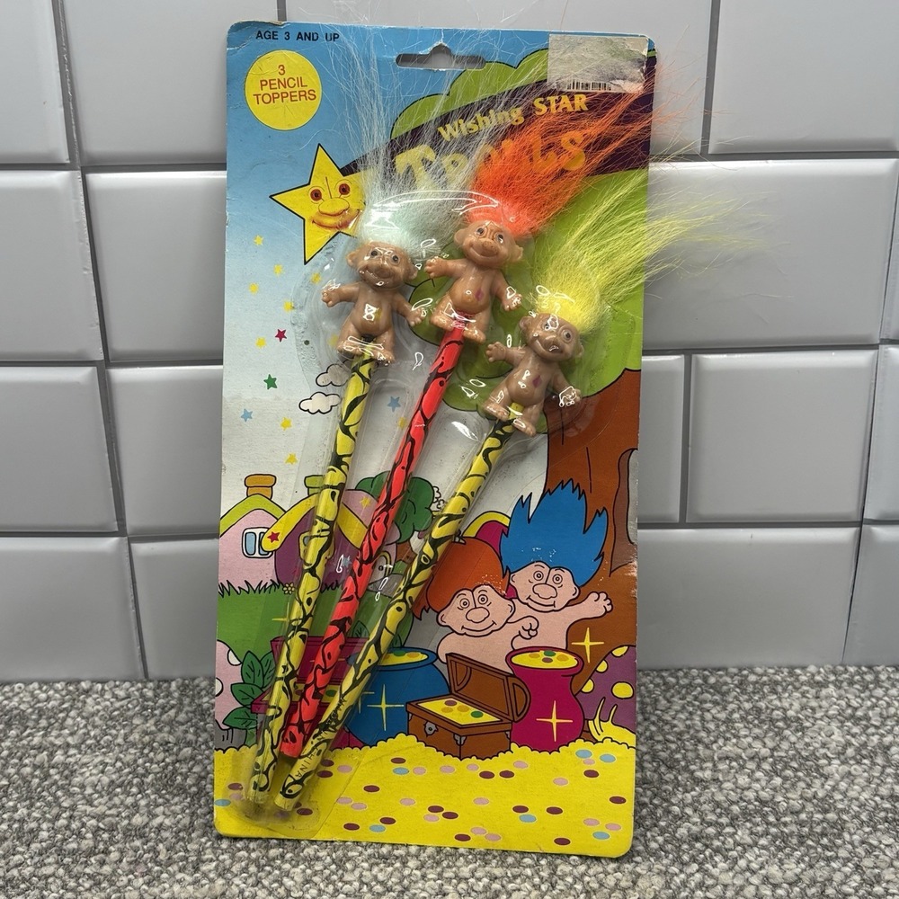 VTG Troll Pencils New Wishing Star Trolls Novelty Collectible NOS